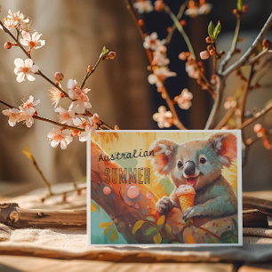Funny Koala Ice Cream Australian Summer Postcard