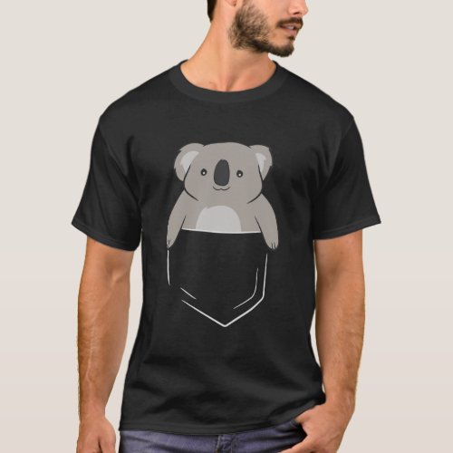 Funny Koala In Pocket Cute Koala Pocket T_Shirt