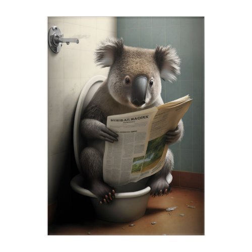 Funny Koala on Bathroom Toilet Wildlife Animals  Acrylic Print