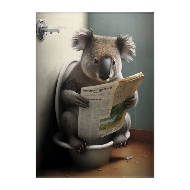 Funny Koala on Bathroom Toilet Wildlife Animals  Acrylic Print (Front)