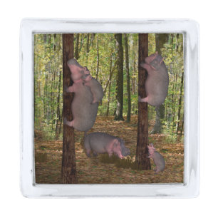 Funny Koala-Wannabe Hippos Silver Finish Lapel Pin