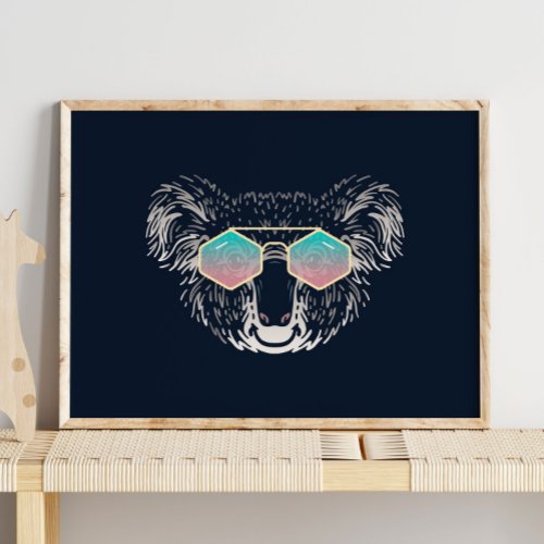 Funny Koala  With Sunglasses Wall Print