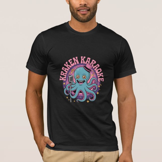 Funny Kraken Karaoke Octopus T-Shirt (Front)
