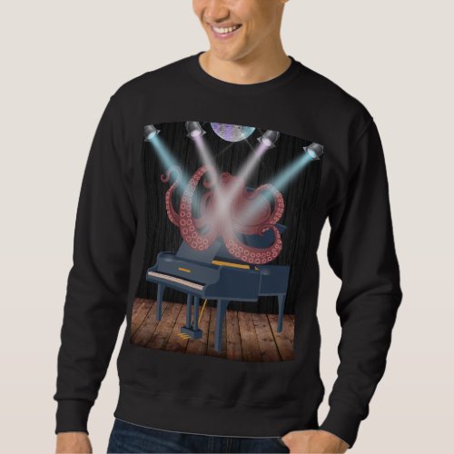  Funny Kraken Octopus Piano Mens Sweatshirt