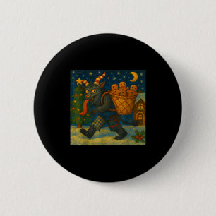 Funny Krampus Gingerbread Night Festive Creepy Hol Button