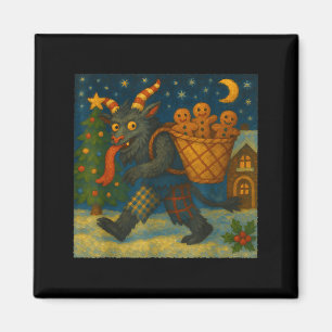 Funny Krampus Gingerbread Night Festive Creepy Hol Magnet