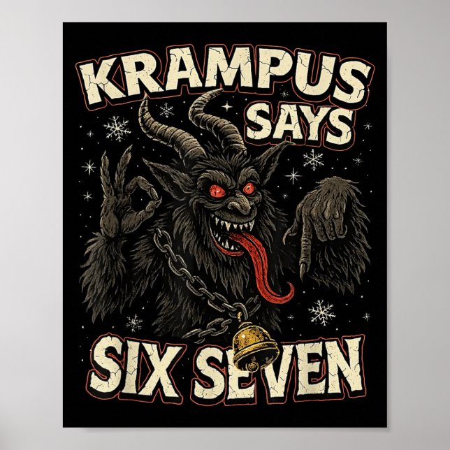 Funny Krampus Says Six Seven 6 7 Meme Christmas Ho Poster (Front)