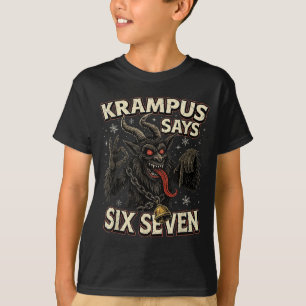 Funny Krampus Says Six Seven 6 7 Meme Christmas Ho T-Shirt