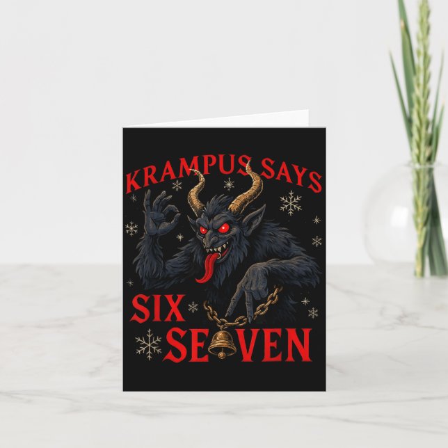 Funny Krampus Says Six Seven 6 7 Meme Christmas Xm Card (Front)