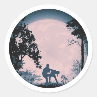 Funny Krav Maga Groin Kick Full Moon Sticker Pink