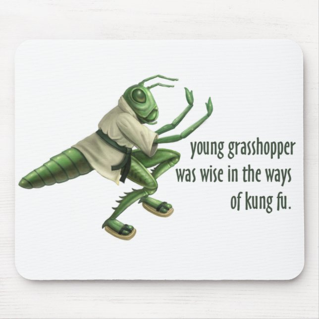 Funny Kung Fu Grasshopper Mouse Pad (Front)