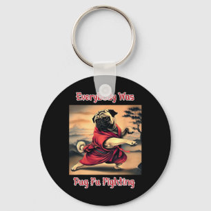 Funny Kung Fu Pug Cute Karate Pug Humorous Dog Tee Keychain