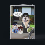 Funny Lab & Cat Officers Birthday Card<br><div class="desc">Customizable card with Moses,  Bubba & Mikie as the law.  You can customize the text balloons,  change the fonts,  font sizes and color.  Hope you get a kick out of it.</div>
