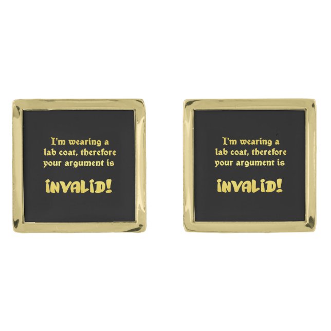 Funny Lab Coat Logic: The Ultimate Argument Ender Cufflinks (Front)