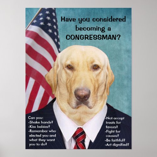 Funny Lab Congressman Poster