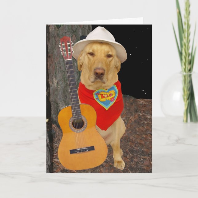 Funny Lab/Country Music Valentine Holiday Card (Front)