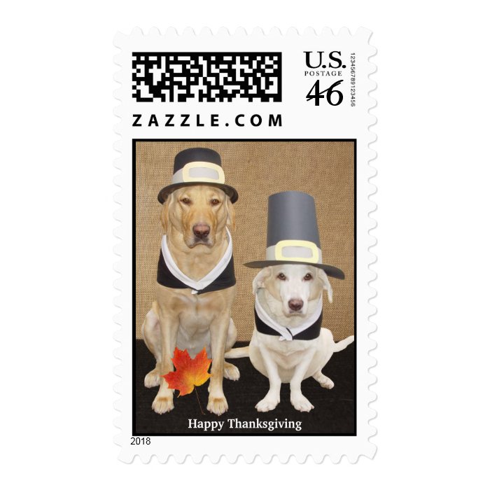 Funny Lab/Dog Pilgrims Postage Stamps