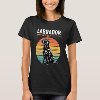 Funny Lab-Retriever My Bestie Vintage Retro Sunset T-Shirt