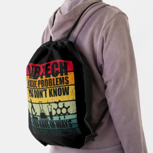 Funny lab tech quotes laboratory technician drawstring bag