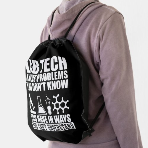 Funny lab tech quotes laboratory technician humor drawstring bag