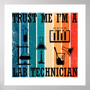 Funny lab tech vintage laboratory technician humor poster