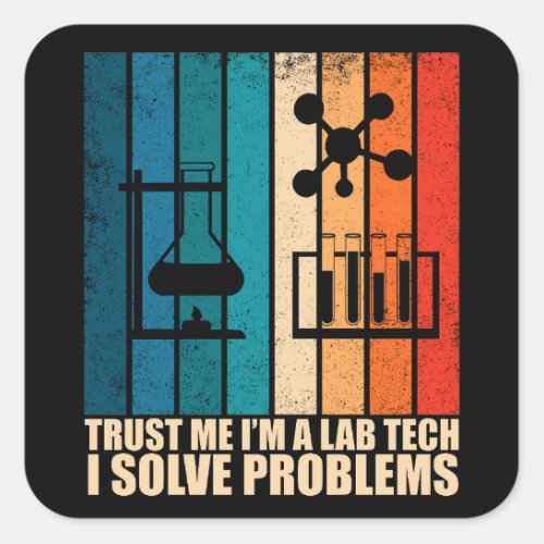 Funny lab tech vintage laboratory technician humor square sticker