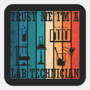 Funny lab tech vintage laboratory technician humor square sticker