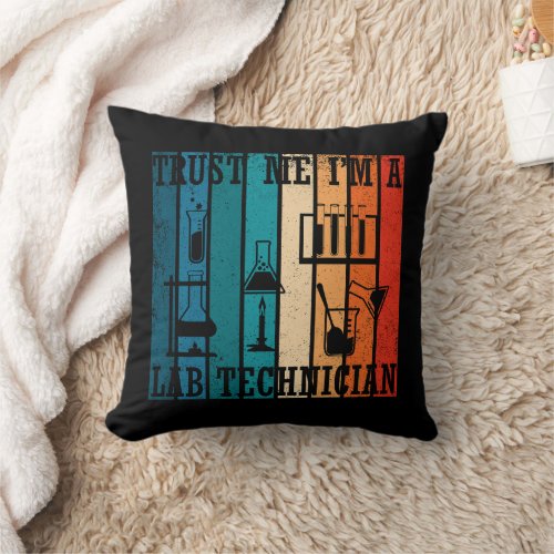 Funny lab tech vintage laboratory technician humor throw pillow