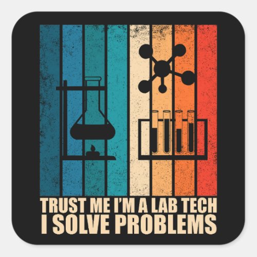 Funny lab tech vintage square sticker