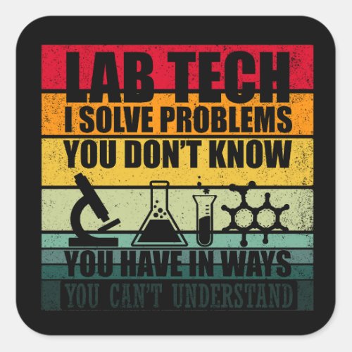 Funny lab tech vintage square sticker