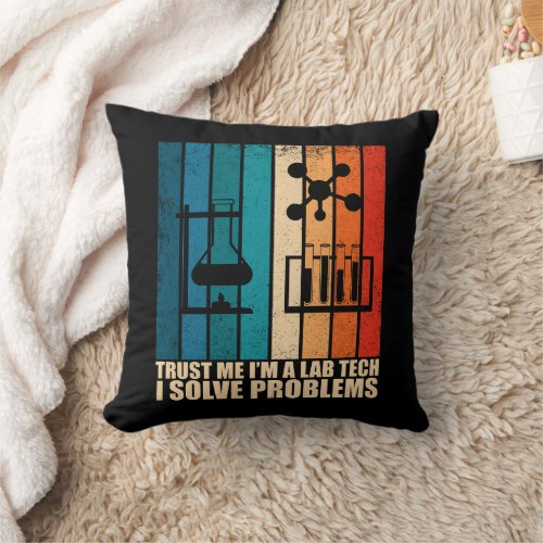 Funny lab tech vintage throw pillow