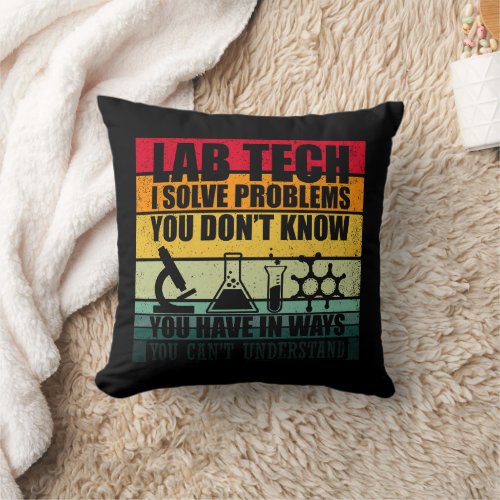 Funny lab tech vintage throw pillow