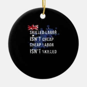 Funny Labor Day Funstravaganza Liberty, Laughs & F Ceramic Ornament