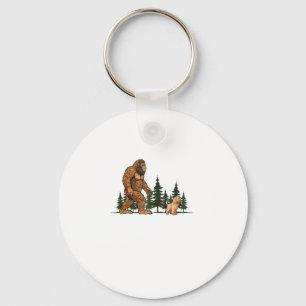 Funny Labradoodle Bigfoot Dog Walking Dog Mom Dad Keychain