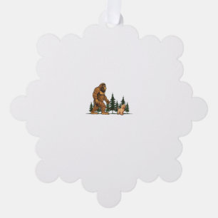Funny Labradoodle Bigfoot Dog Walking Dog Mom Dad Ornament Card