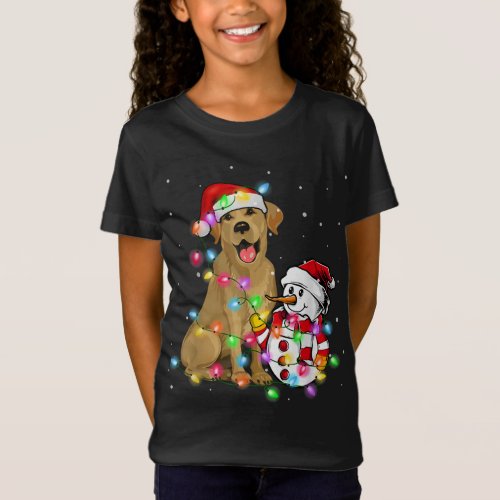 Funny Labrador Dog Christmas Tee Snowman Xmas Ligh