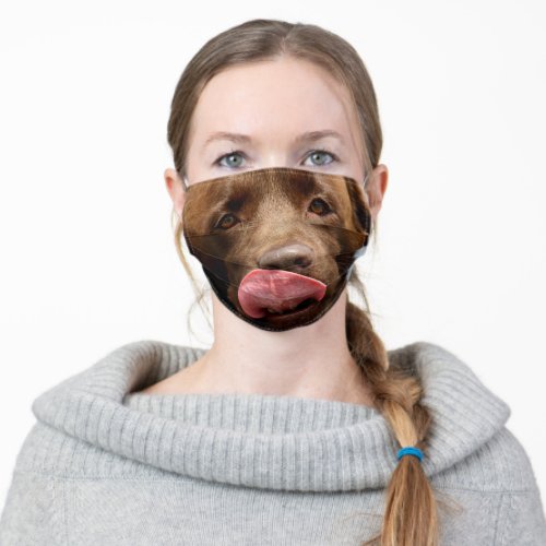 Funny Labrador Dog Close Up Smile Tongue Face Adult Cloth Face Mask