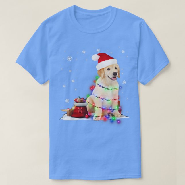 Funny Labrador Dog Tree Christmas Lights Xmas Paja T-Shirt (Design Front)