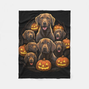 Funny Labrador Retriever Chocolate Pumpkin Hallowe Fleece Blanket