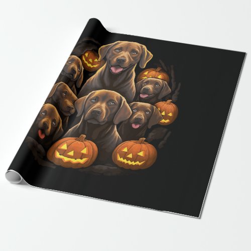 Funny Labrador Retriever Chocolate Pumpkin Hallowe Wrapping Paper