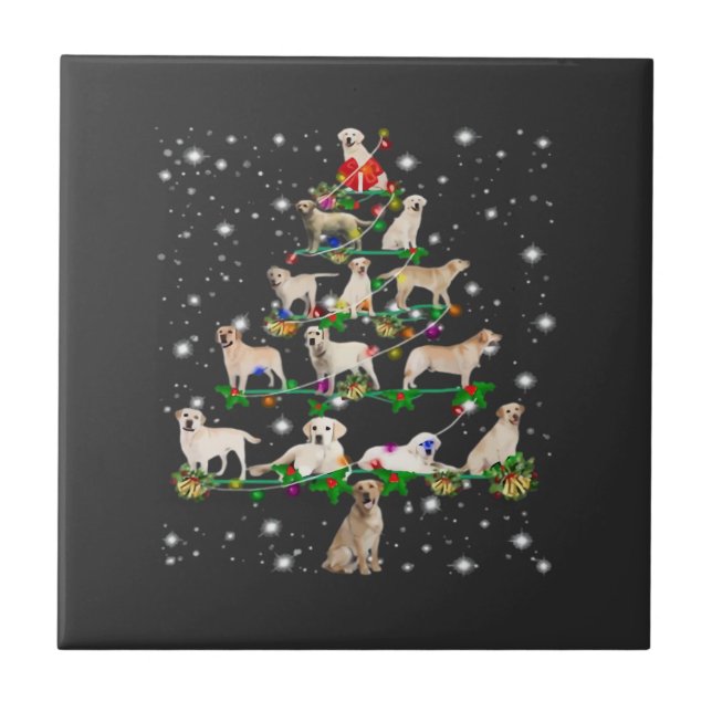 Funny Labrador Retriever Christmas Tree Classic T- Ceramic Tile (Front)