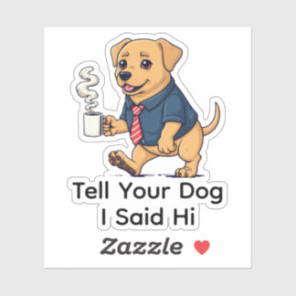 Funny Labrador Retriever Dog Business Suit Coffee  Sticker