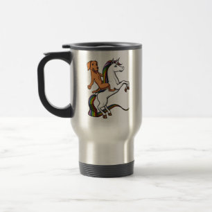 Funny Labrador Retriever Dog Riding Unicorn Travel Mug