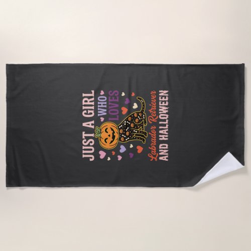 Funny Labrador Retriever Halloween Pumpkin Dog Beach Towel