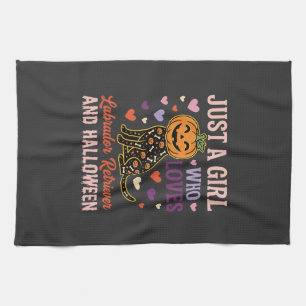 Funny Labrador Retriever Halloween Pumpkin Dog Kitchen Towel