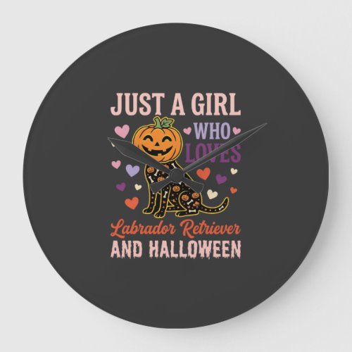Funny Labrador Retriever Halloween Pumpkin Dog Large Clock