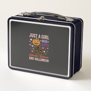 Funny Labrador Retriever Halloween Pumpkin Dog Metal Lunch Box