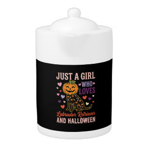 Funny Labrador Retriever Halloween Pumpkin Dog Teapot