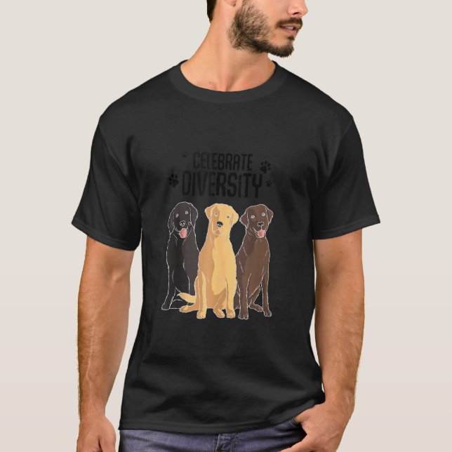 Funny Labrador Retriever Men Women Celebrate Diver T-Shirt (Front)