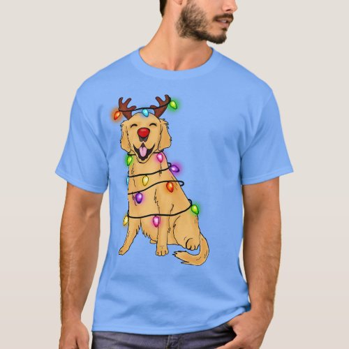 Funny Labrador Retriever Reindeer Christmas Lights T_Shirt
